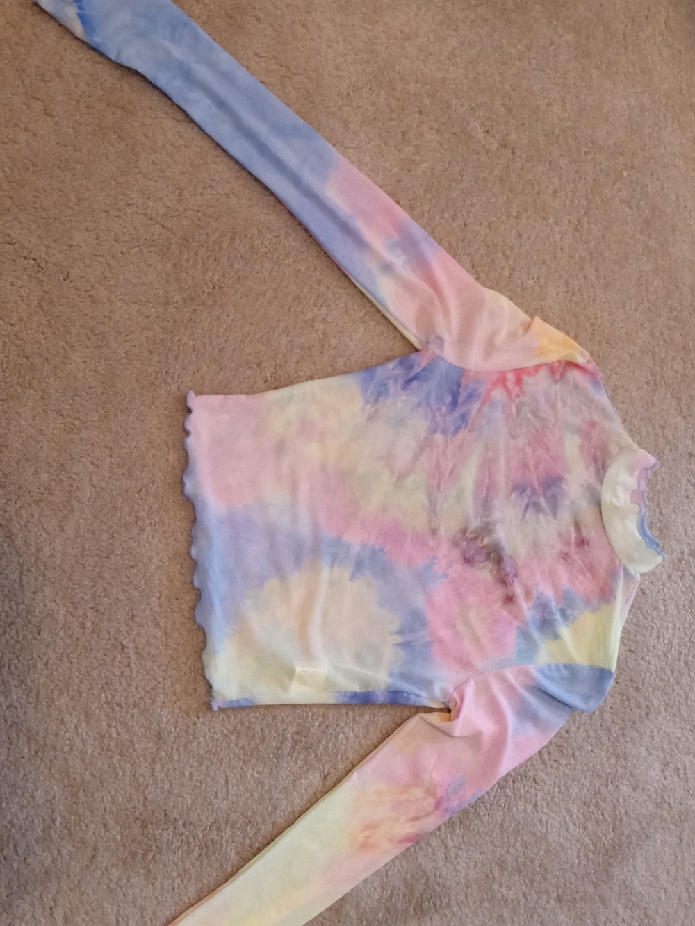 Tie-Dye Long-Sleeve Women's Top - Pastel Multi Medium